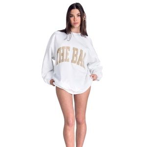 The__Bar Varsity Sweatshirt in White/Beige